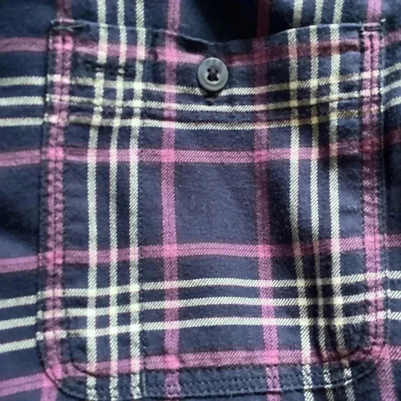 LL Bean Jersey Lined Flannel Shirt Womens Medium Blue Purple 1Pocket Long Sleeve - Picture 7 of 10